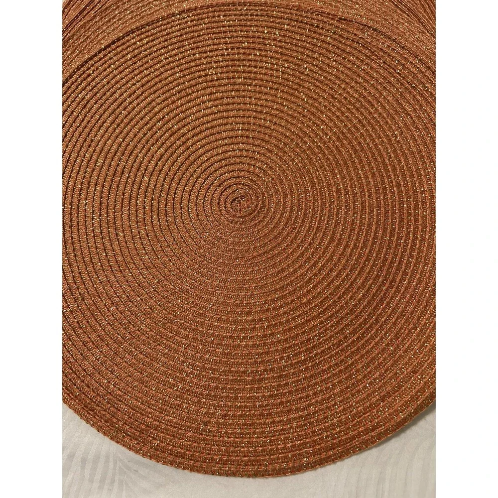 Woven Round Orange & Gold Placemats 14.5 Inches Diameter - Set Of 4 Fall